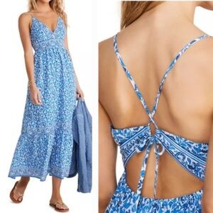 Vineyard Vines Blue + White Tie back Maxi Dress - Size XXS